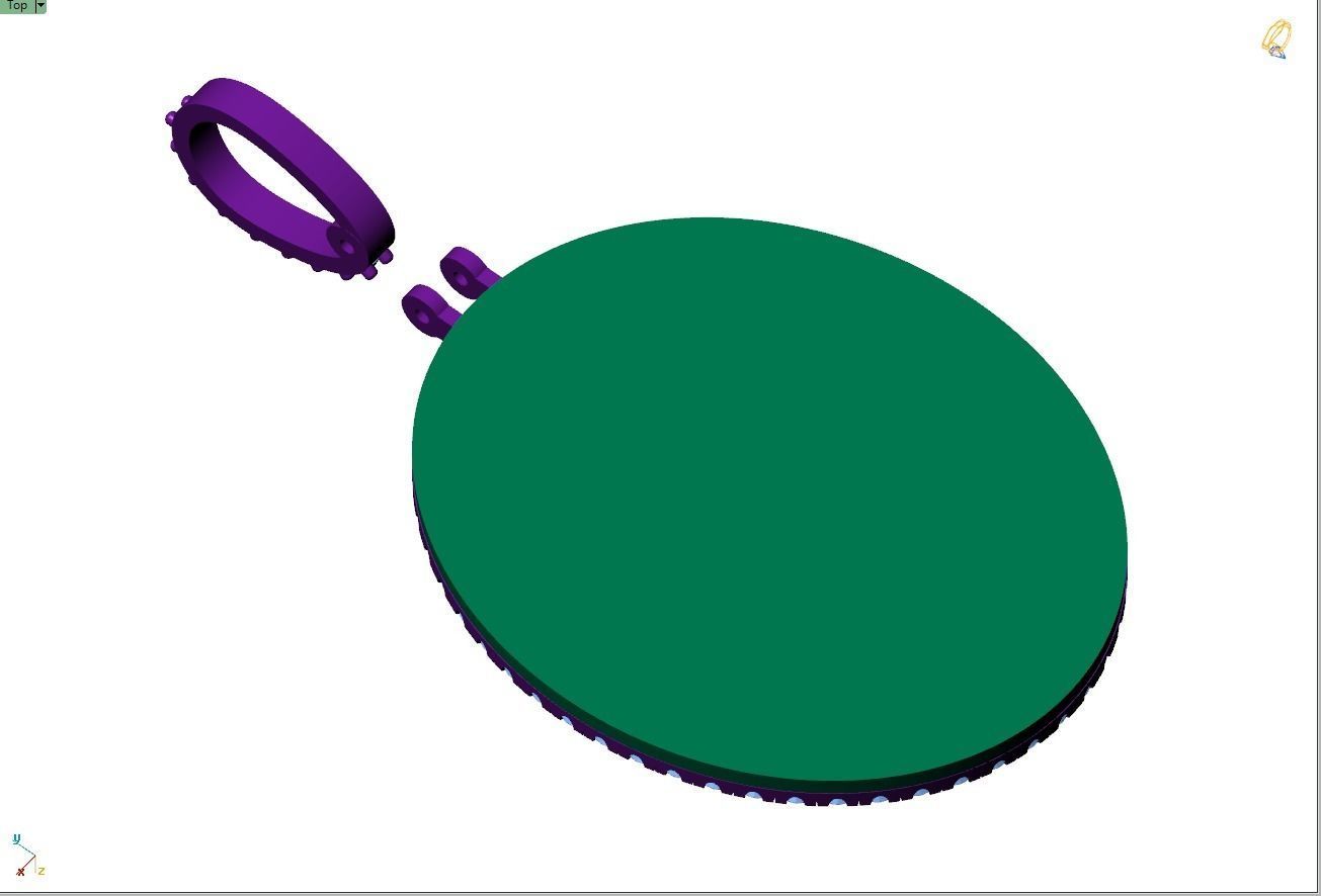 Custom Oval Picture Pendant with Diamond - Memory Pendant 3D print model_14