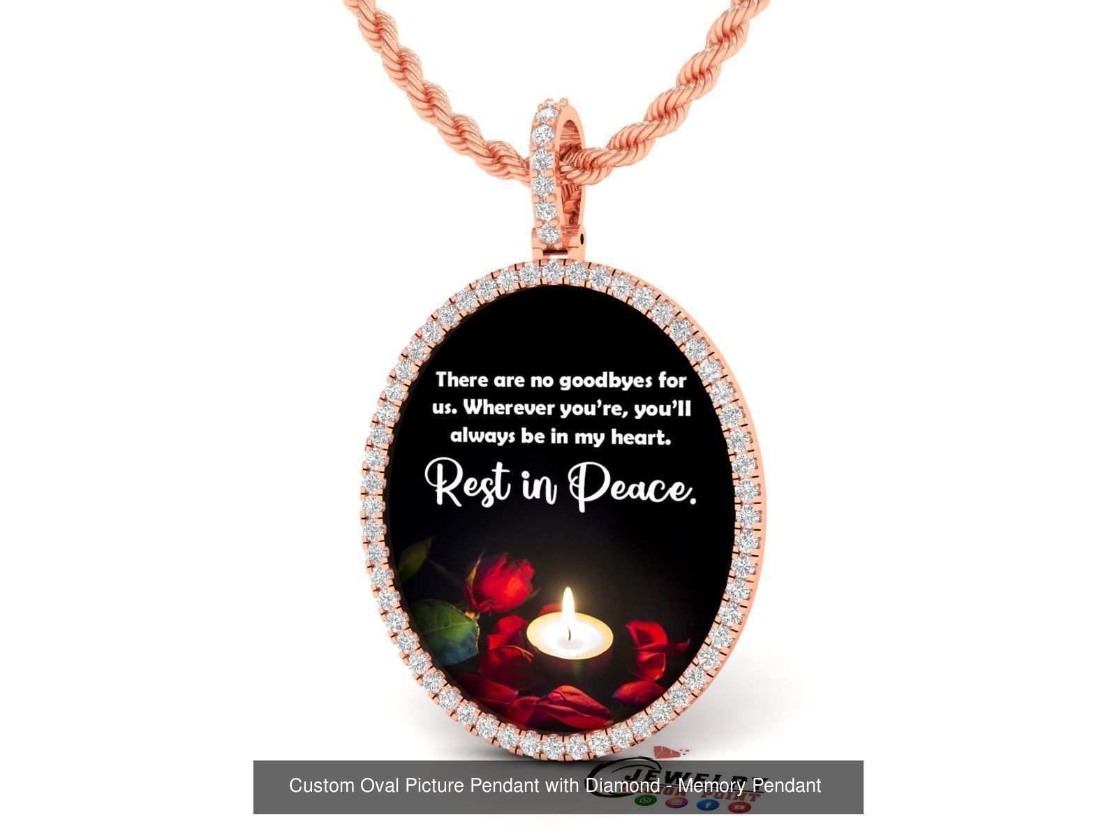 Custom Oval Picture Pendant with Diamond - Memory Pendant 3D Model Collection_12