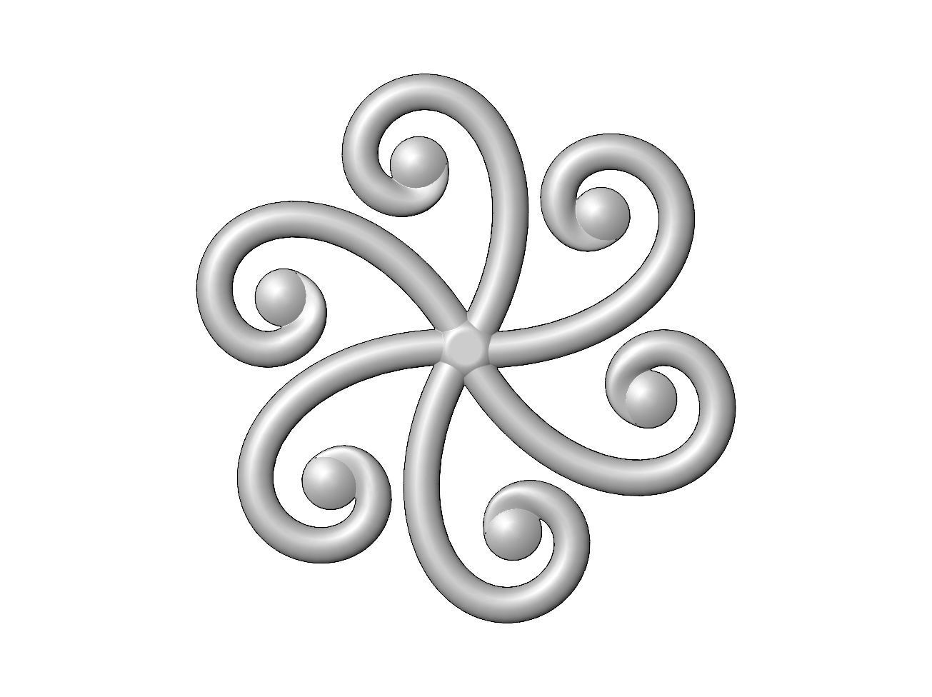 Round forged floral scroll rosette onlay relief 3D print model_1