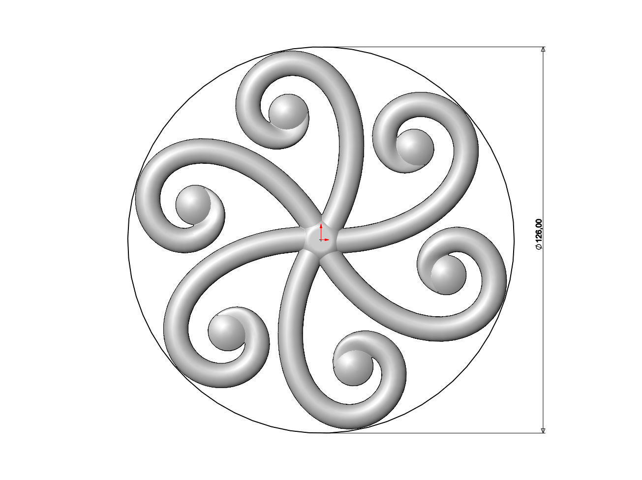 Round forged floral scroll rosette onlay relief 3D print model_5