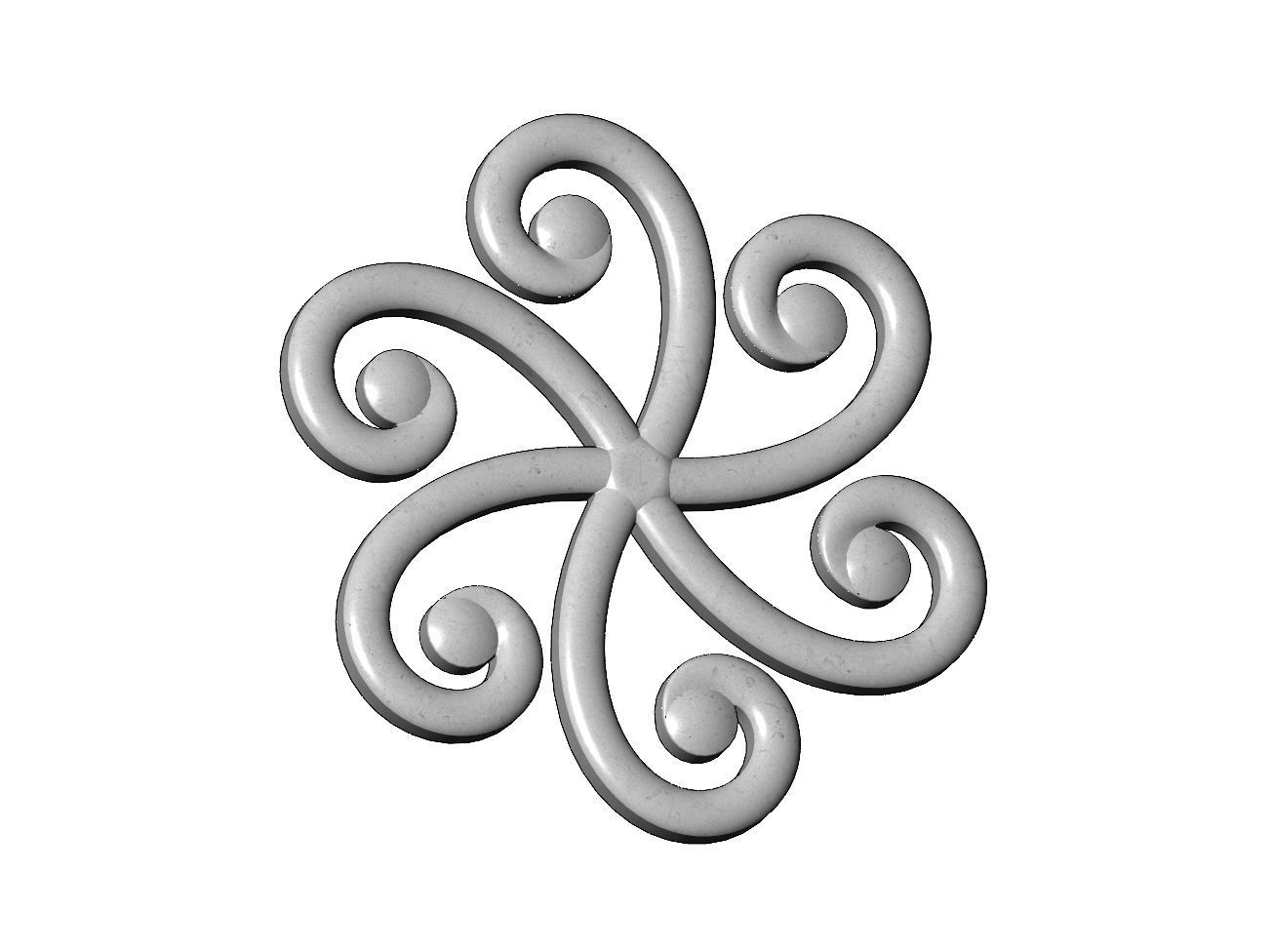 Round forged floral scroll rosette onlay relief 3D print model_10