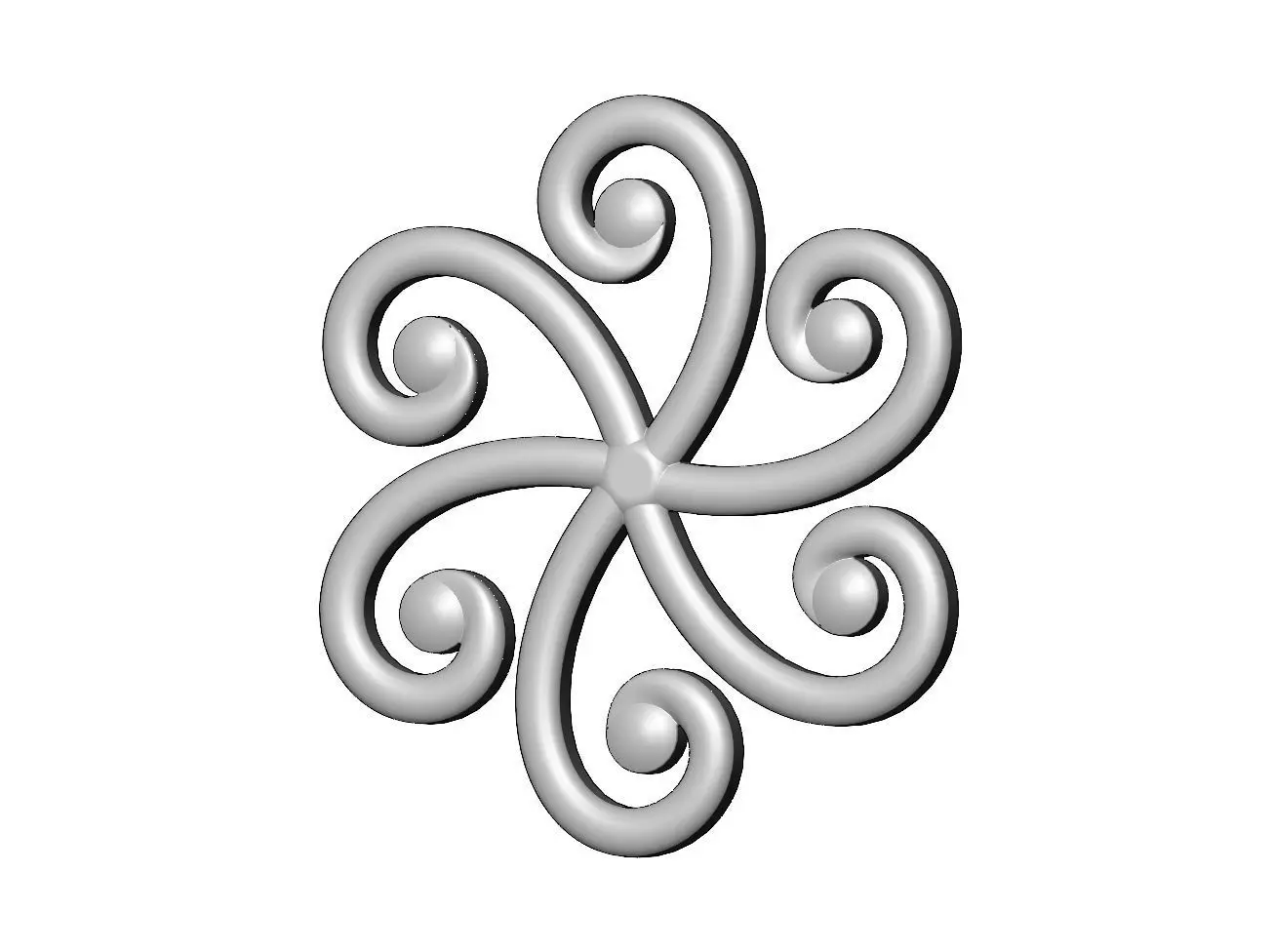 Round forged floral scroll rosette onlay relief 3D print model_0