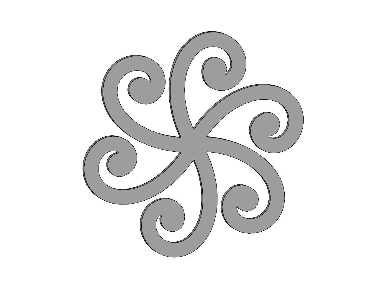 Round forged floral scroll rosette onlay relief 3D print model_4