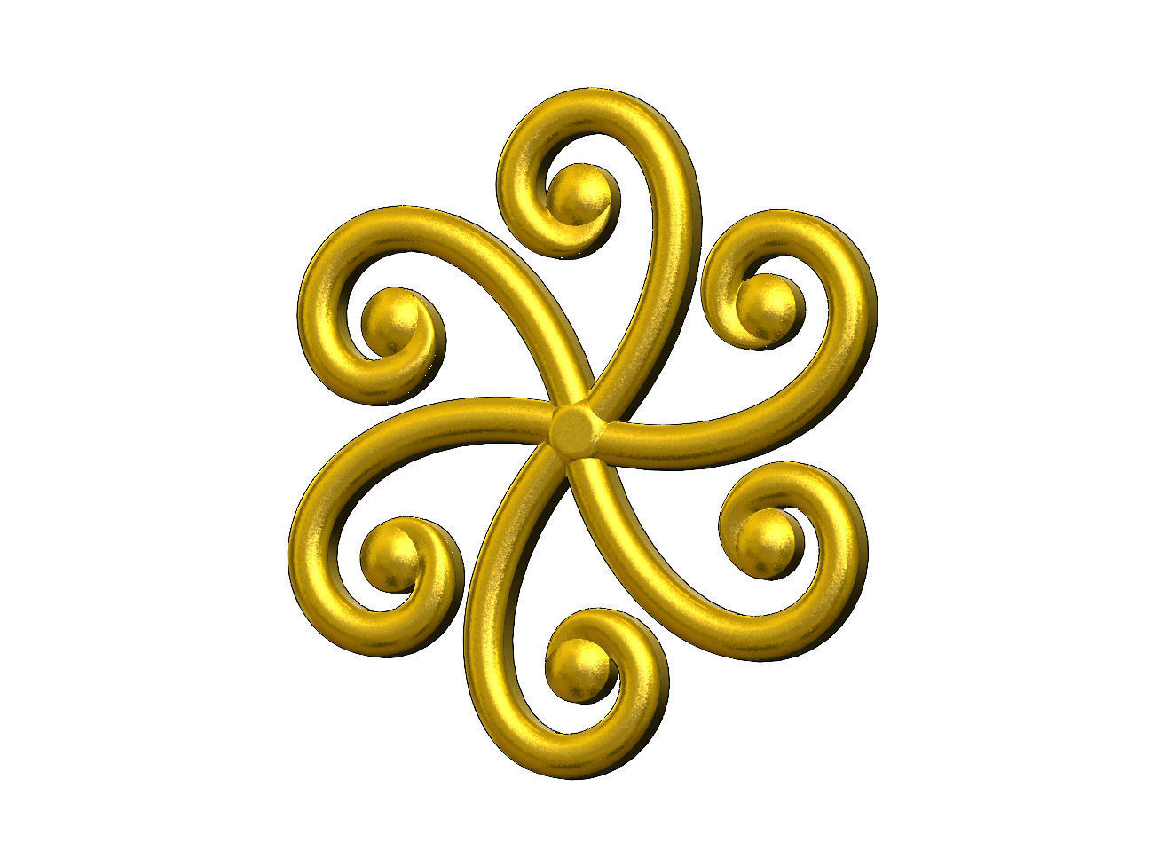 Round forged floral scroll rosette onlay relief 3D print model_7