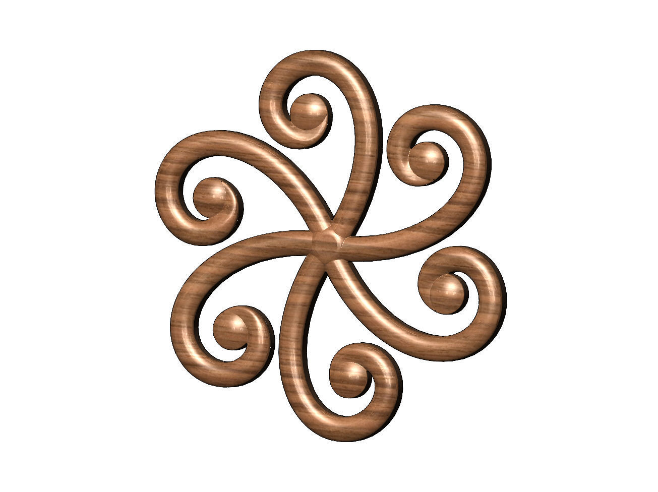 Round forged floral scroll rosette onlay relief 3D print model_8