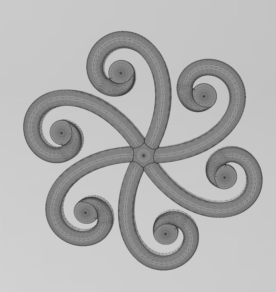 Round forged floral scroll rosette onlay relief 3D print model_12