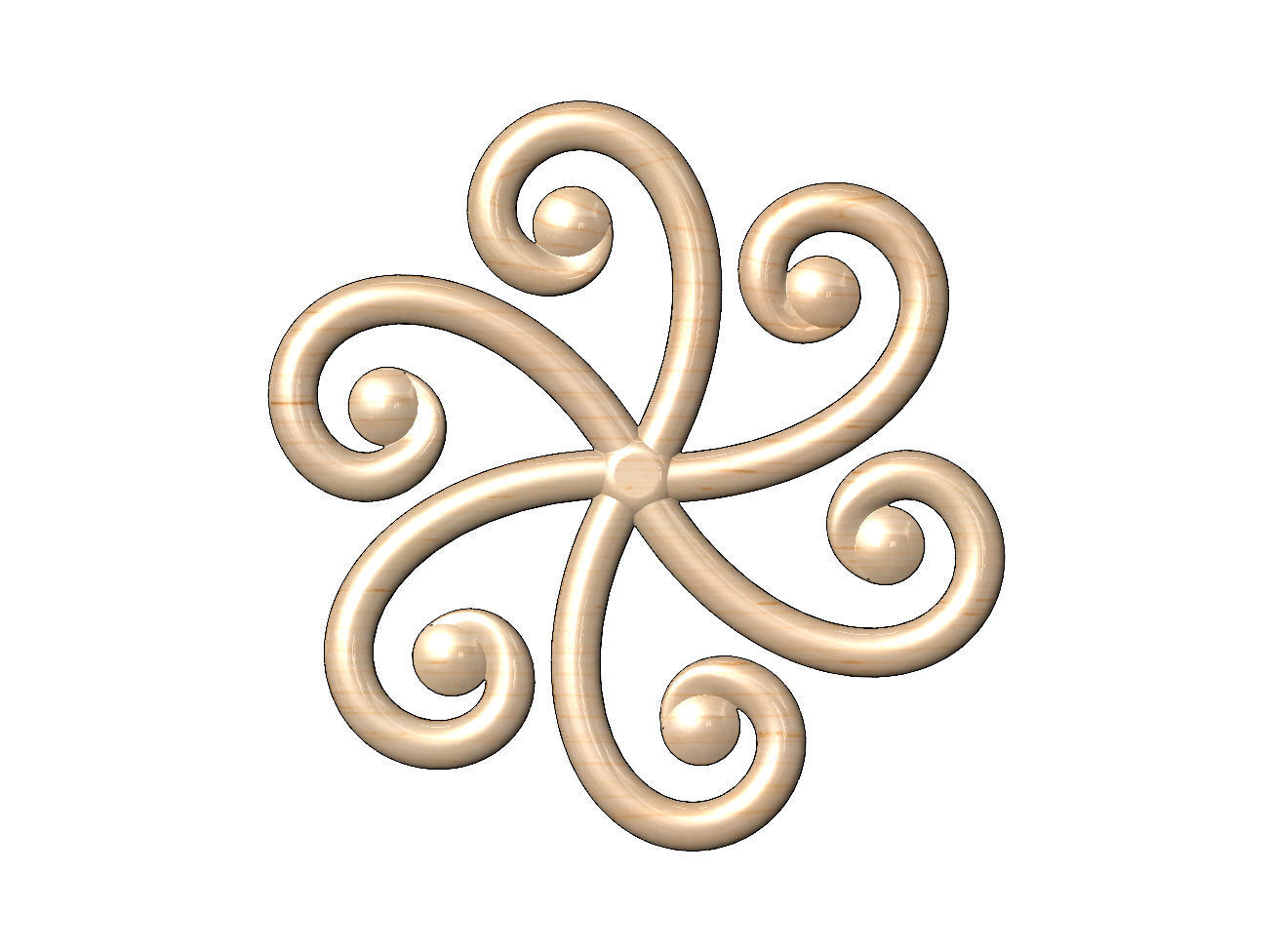 Round forged floral scroll rosette onlay relief 3D print model_9