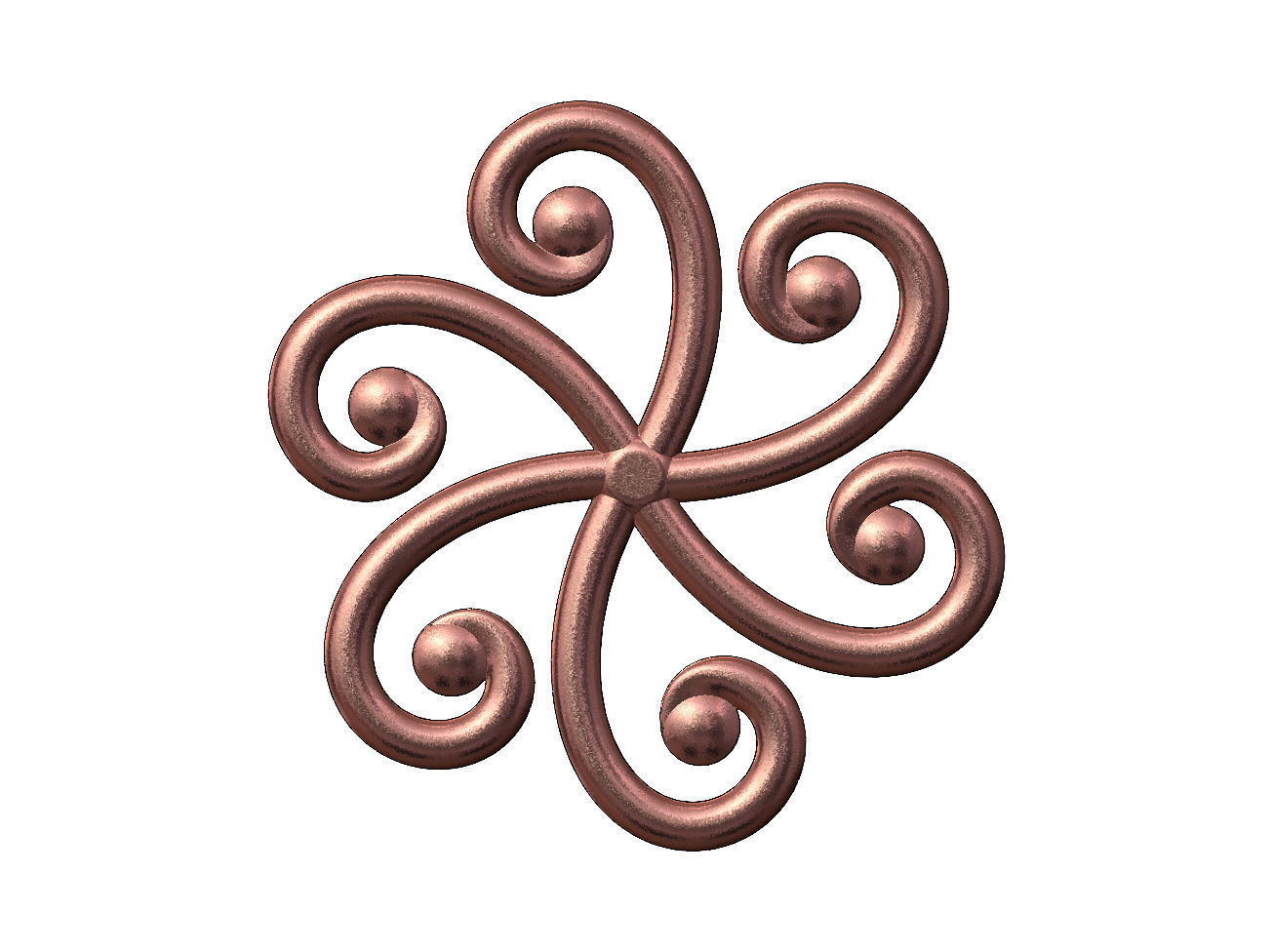 Round forged floral scroll rosette onlay relief 3D print model_11