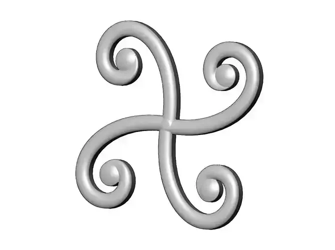 Forged 4 spiral scrolls rosette onlay relief 3D print model