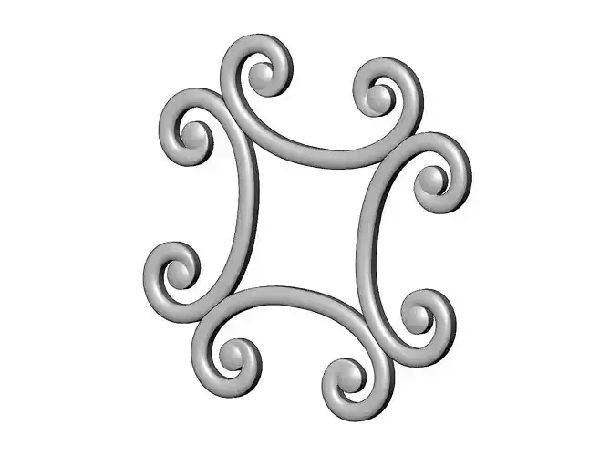 Square pattern forged spiral scrolls rosette onlay relief