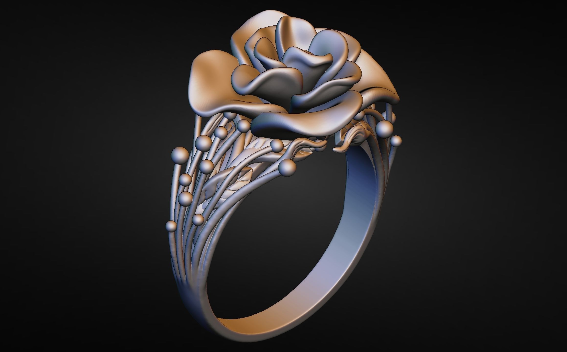 Flower ring  3D print model_2