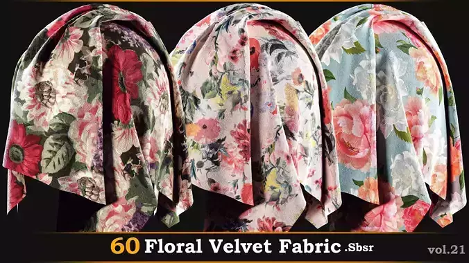 60 Floral Velvet Fabric-SBSR-vol-21