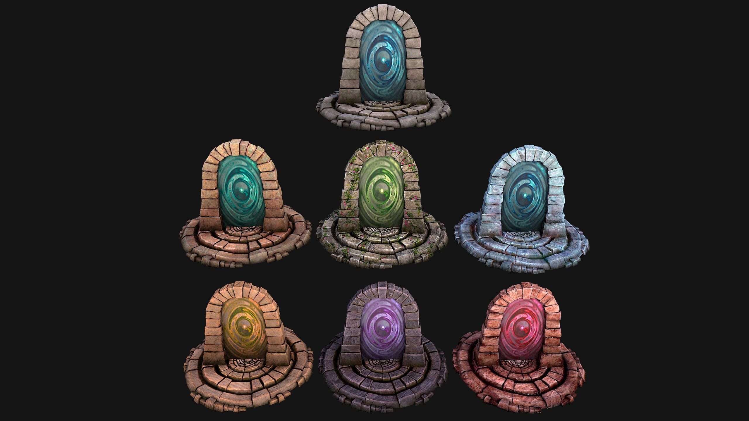 Portal Teleport Pack Set  for Unreal Engine and Unity Low-poly 3D model_9