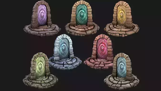 Portal Teleport Pack Set  for Unreal Engine and Unity Low-poly 3D model
