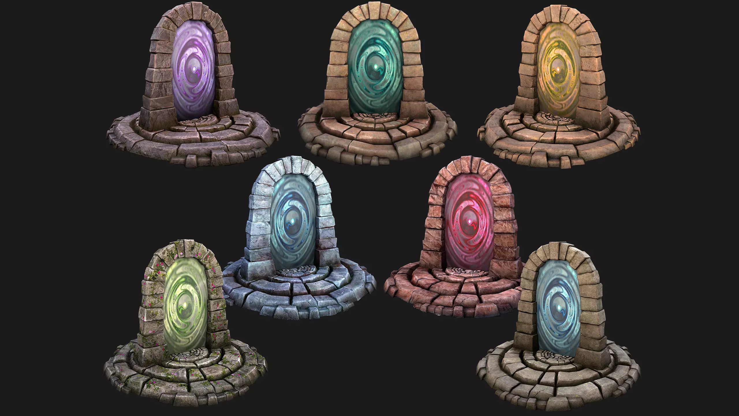 Portal Teleport Pack Set  for Unreal Engine and Unity Low-poly 3D model_0