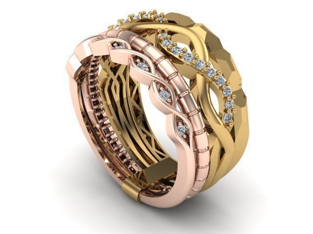 Multi-line-ring 3D print model_3