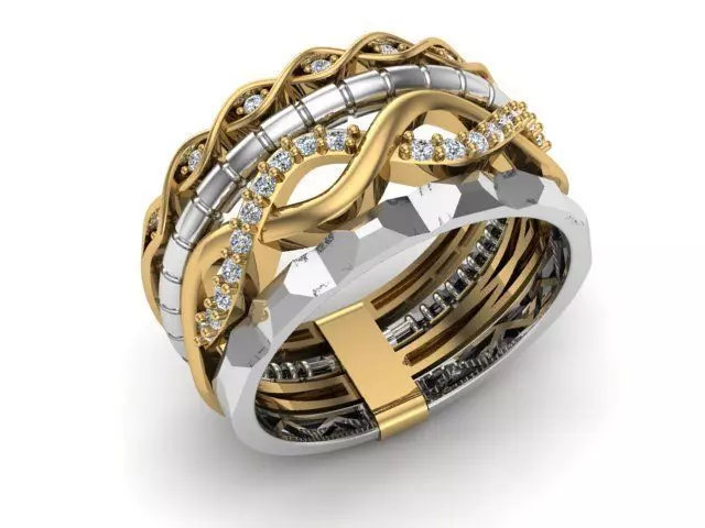 Multi-line-ring 3D print model_0