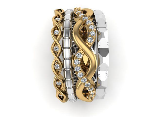 Multi-line-ring 3D print model_2