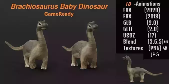 Brachiosaurus Baby Dinosaur Low-poly 3D model