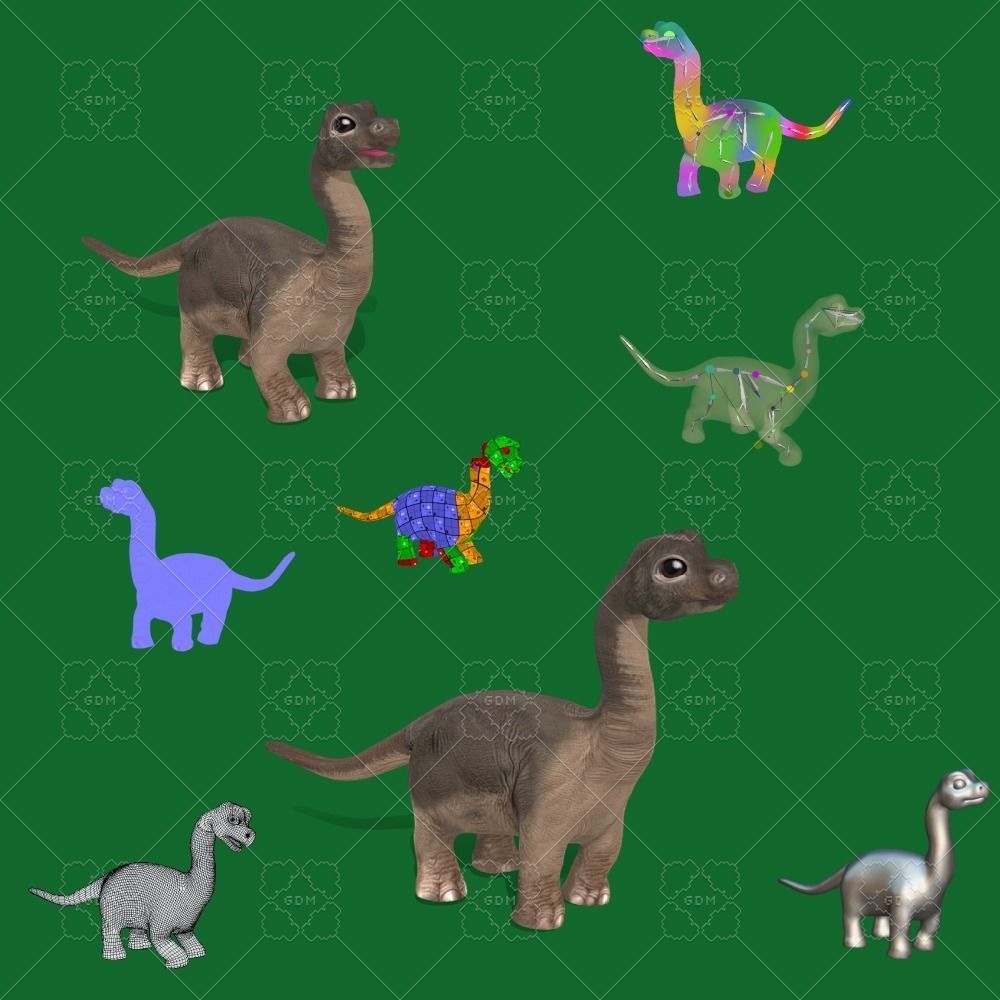 Brachiosaurus Baby Dinosaur Low-poly 3D model_10