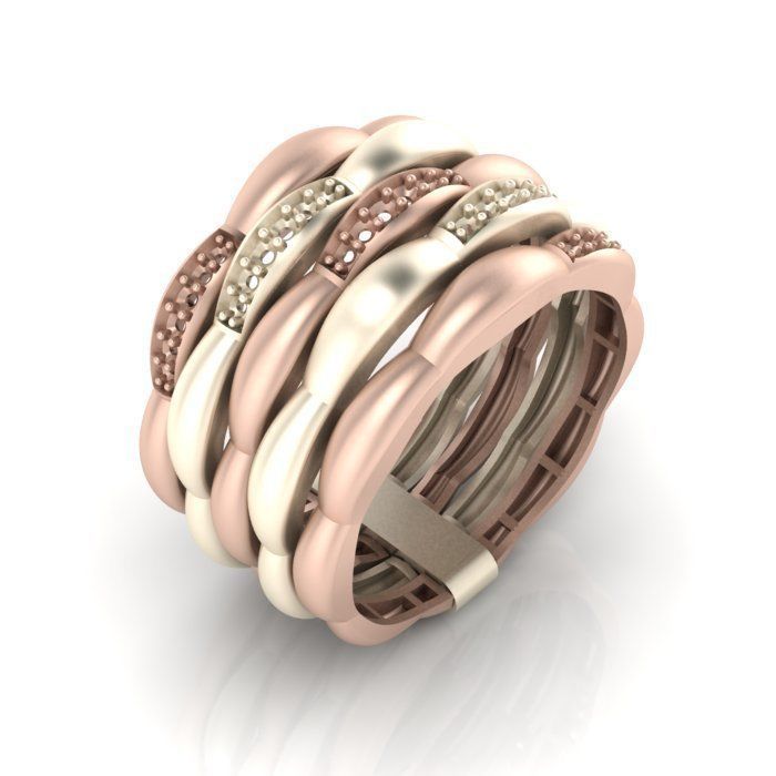 Multi-line-ring 3D print model_3