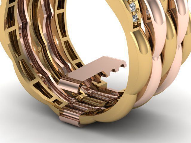 Multi-line-ring 3D print model_5