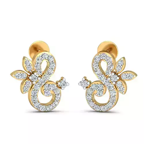 Yellow gold diamond earring-P2 E-18