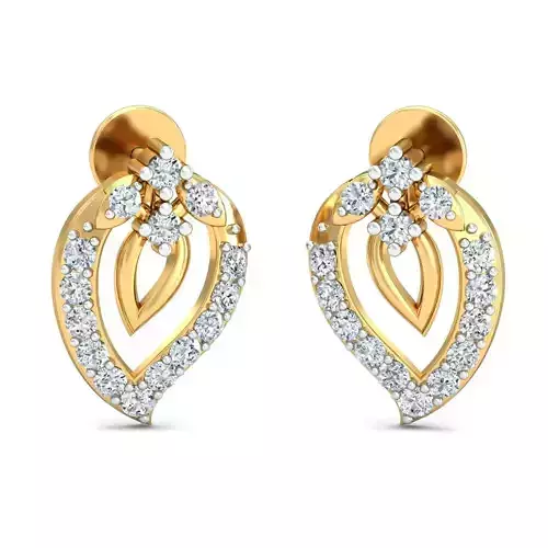 Yellow gold diamond earring-P2 E-20