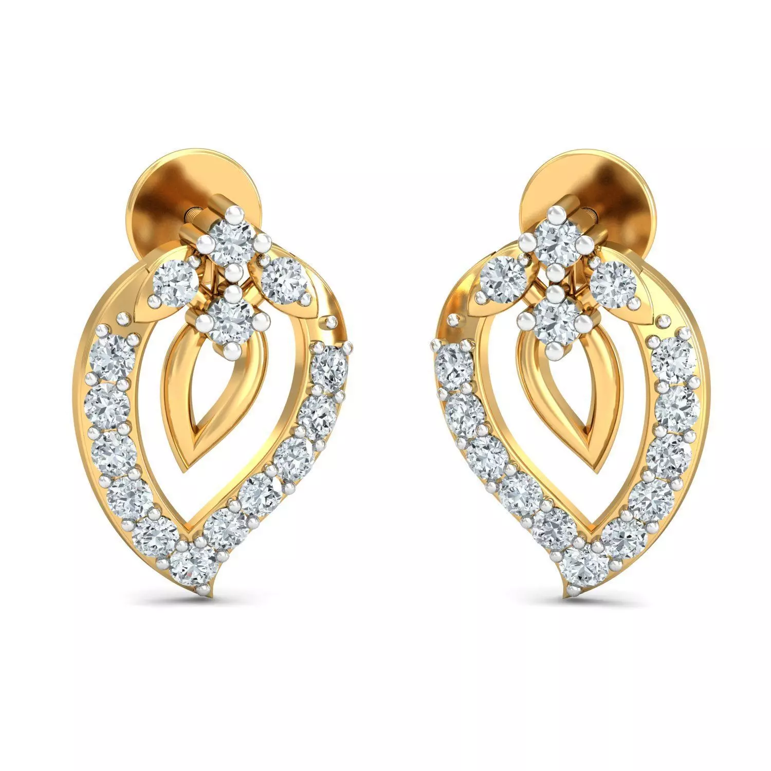 Yellow gold diamond earring-P2 E-20 3D print model