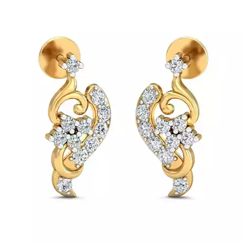 Yellow gold diamond earring-P2 E-22