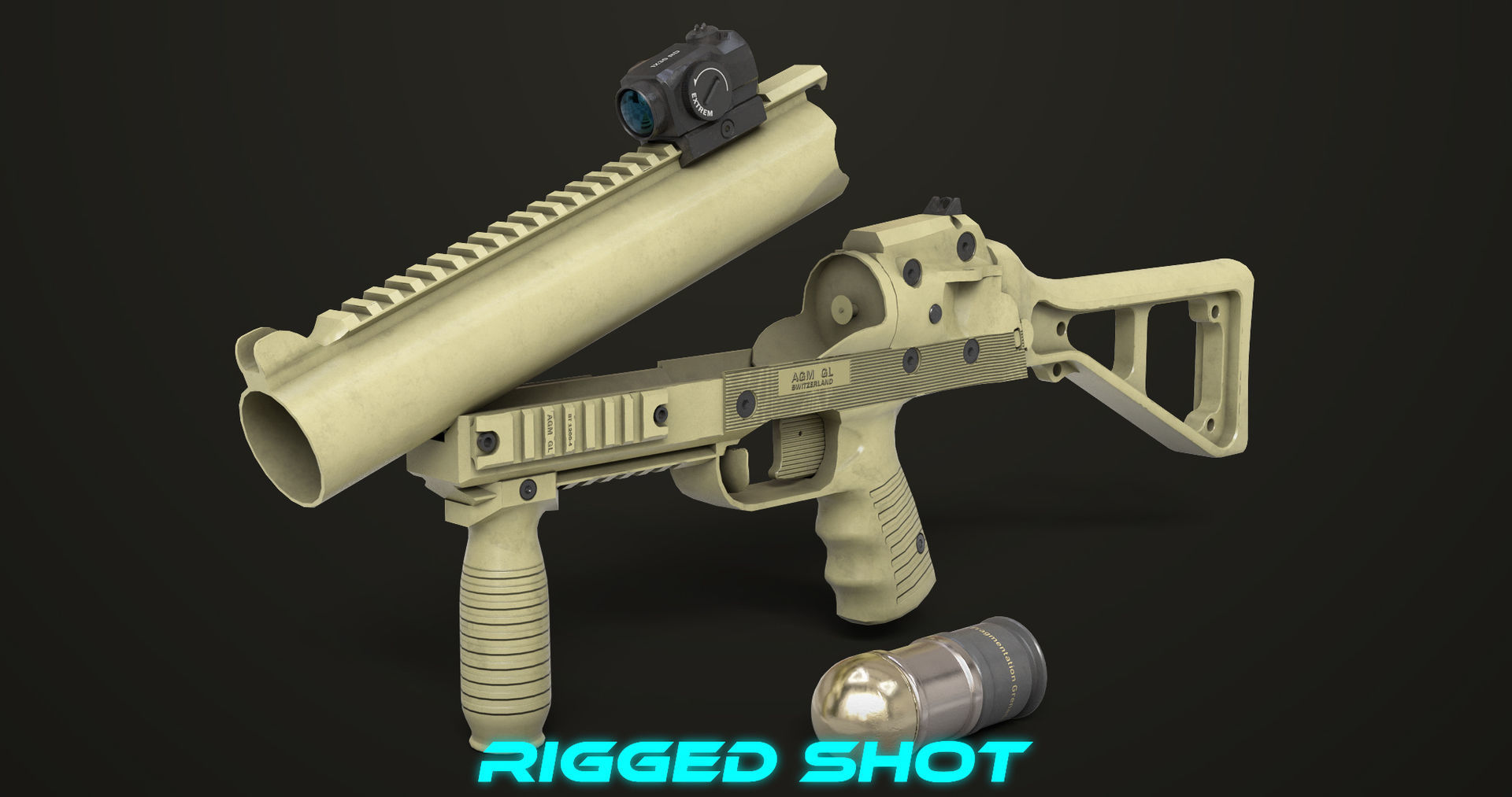 4 Grenade Launcher Brown All PBR Unity UE Textures Included 3D Model Collection_17