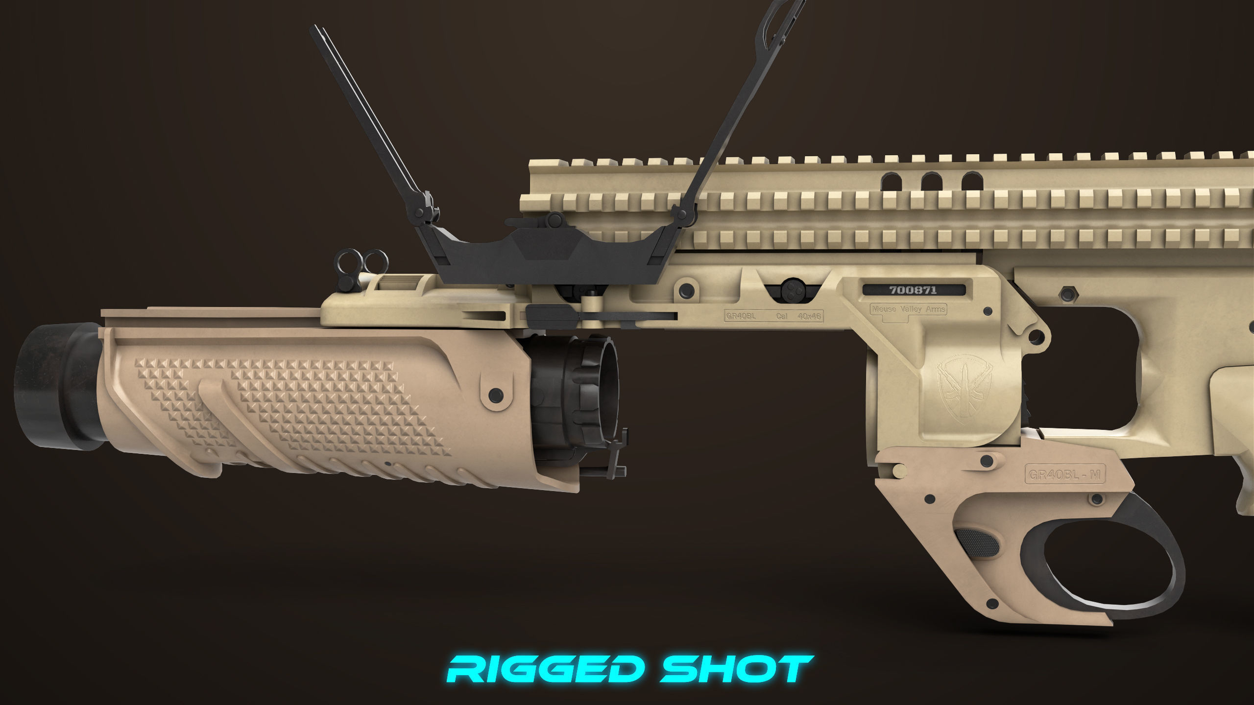 4 Grenade Launcher Brown All PBR Unity UE Textures Included 3D Model Collection_5