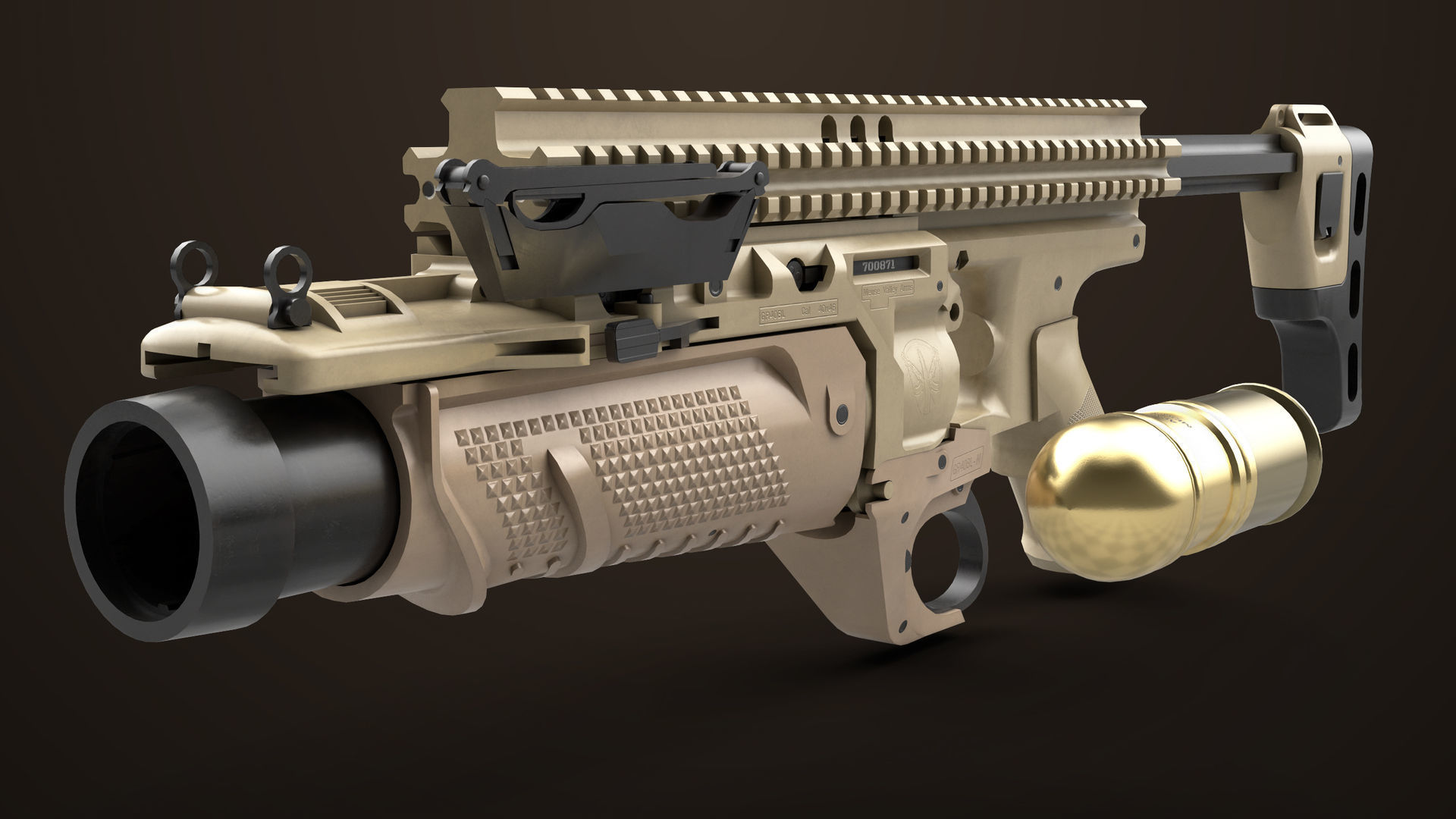 4 Grenade Launcher Brown All PBR Unity UE Textures Included 3D Model Collection_3
