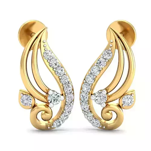 Yellow gold diamond  earring-P2 E-36