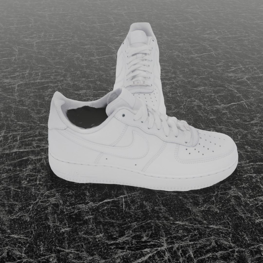 NIKE AIR FORCE 1 3D SHOES - WHITE Low-poly 3D model_6