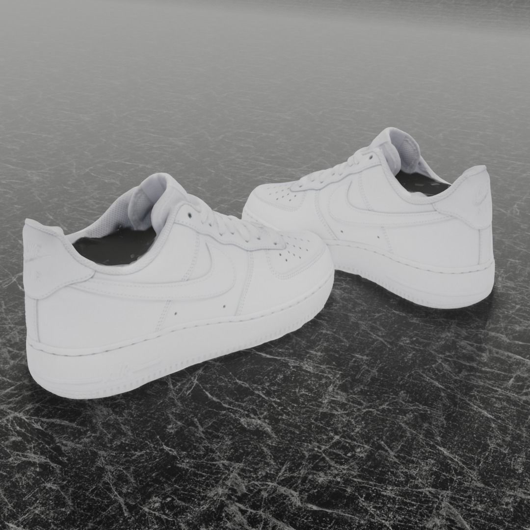 NIKE AIR FORCE 1 3D SHOES - WHITE Low-poly 3D model_8