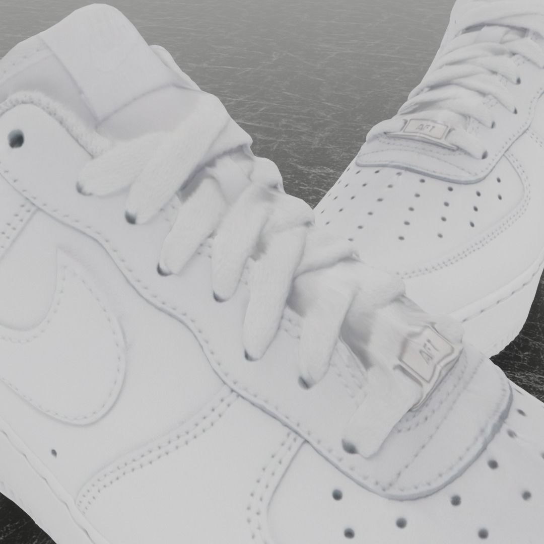 NIKE AIR FORCE 1 3D SHOES - WHITE Low-poly 3D model_2