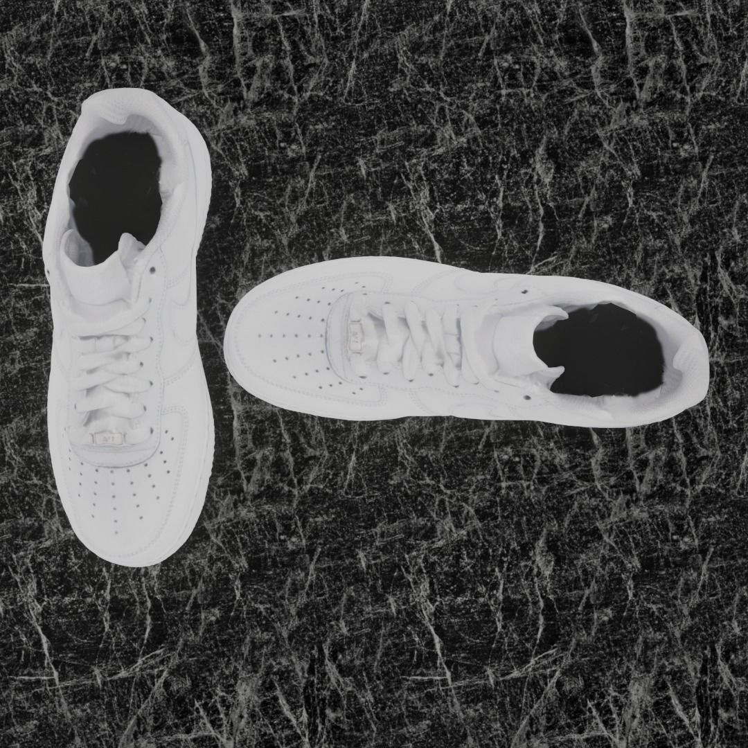 NIKE AIR FORCE 1 3D SHOES - WHITE Low-poly 3D model_4