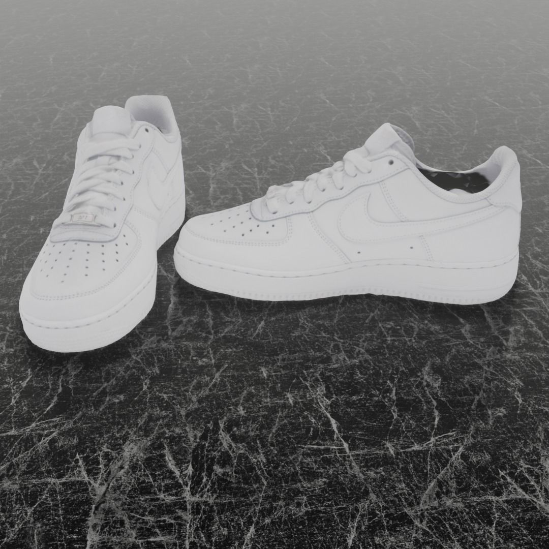 NIKE AIR FORCE 1 3D SHOES - WHITE Low-poly 3D model_5