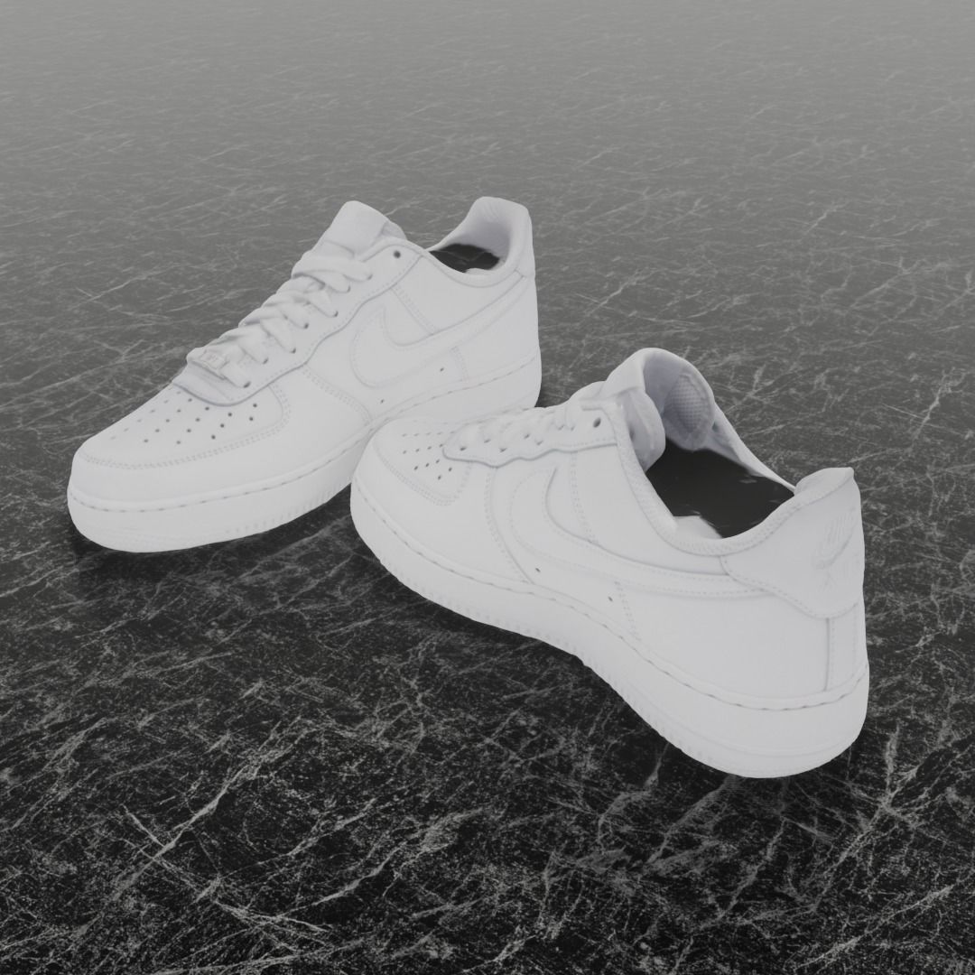 NIKE AIR FORCE 1 3D SHOES - WHITE Low-poly 3D model_3