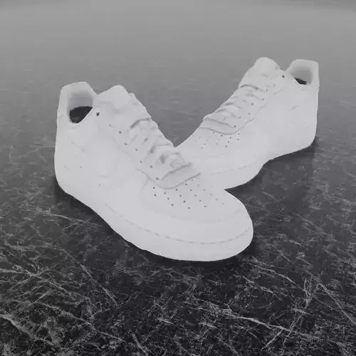 NIKE AIR FORCE 1 3D SHOES - WHITE Low-poly 3D model