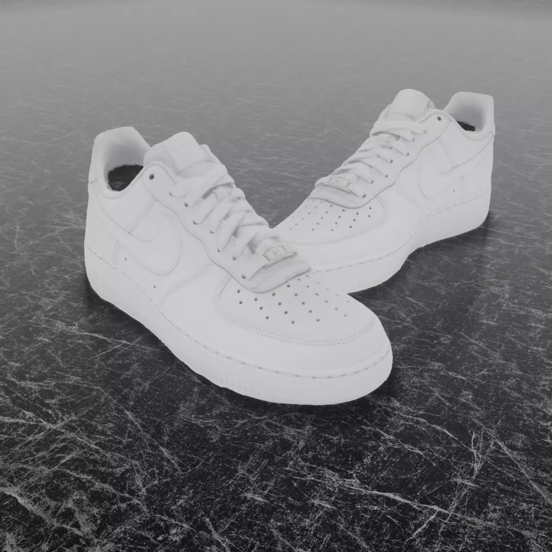 NIKE AIR FORCE 1 3D SHOES - WHITE Low-poly 3D model_0
