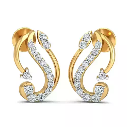 Yellow gold diamond earring-P2 E-38