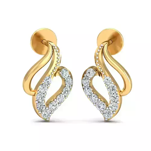 Yellow gold diamond earring-P2 E-44
