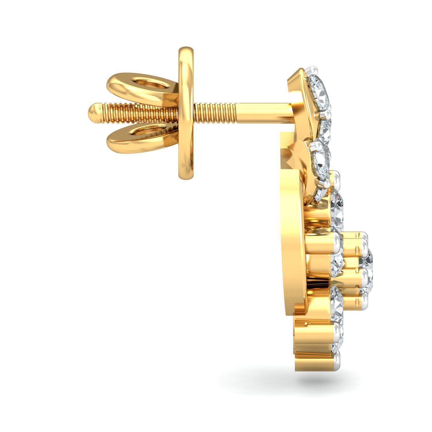 Yellow gold diamodnd earring-P2 E-47 3D print model_2