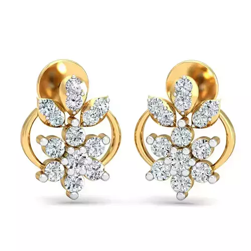 Yellow gold diamodnd earring-P2 E-47