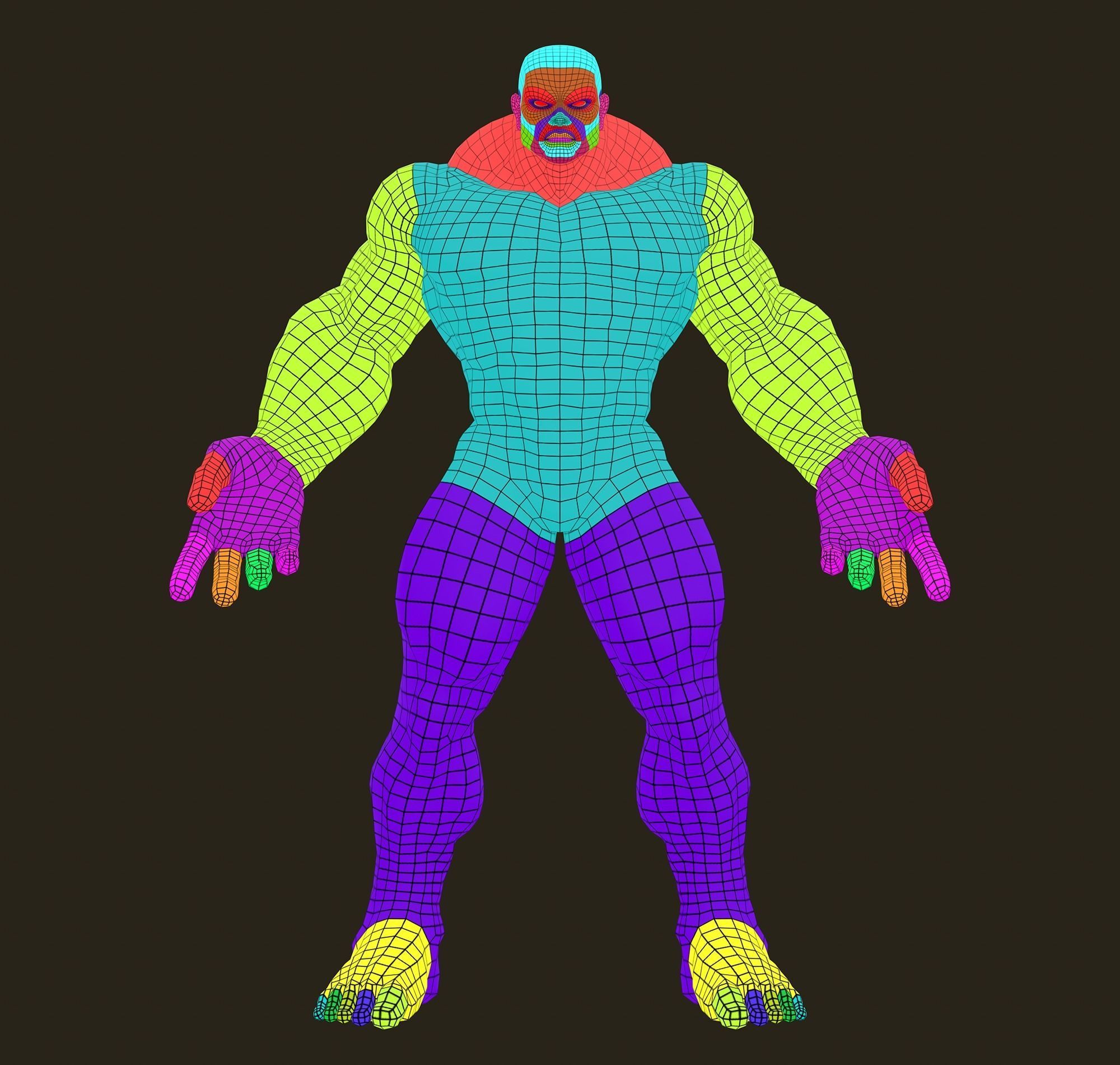 Superhero Base Mesh - Real-time Realistic 3D Model Low-poly 3D model_13