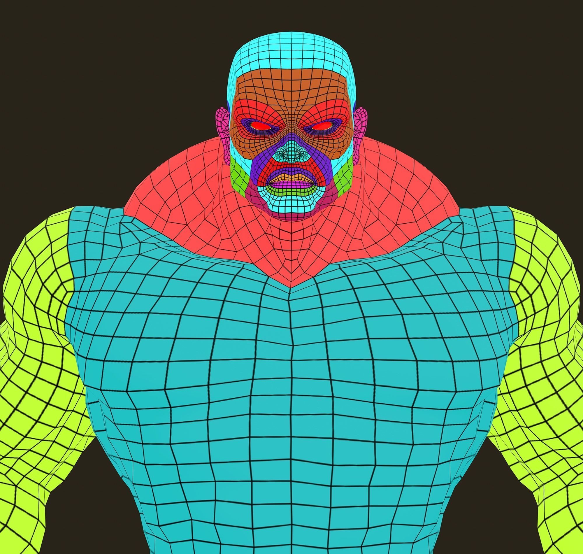 Superhero Base Mesh - Real-time Realistic 3D Model Low-poly 3D model_18