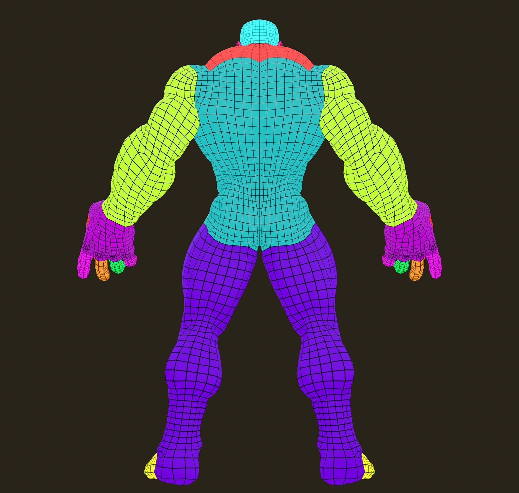 Superhero Base Mesh - Real-time Realistic 3D Model Low-poly 3D model_16