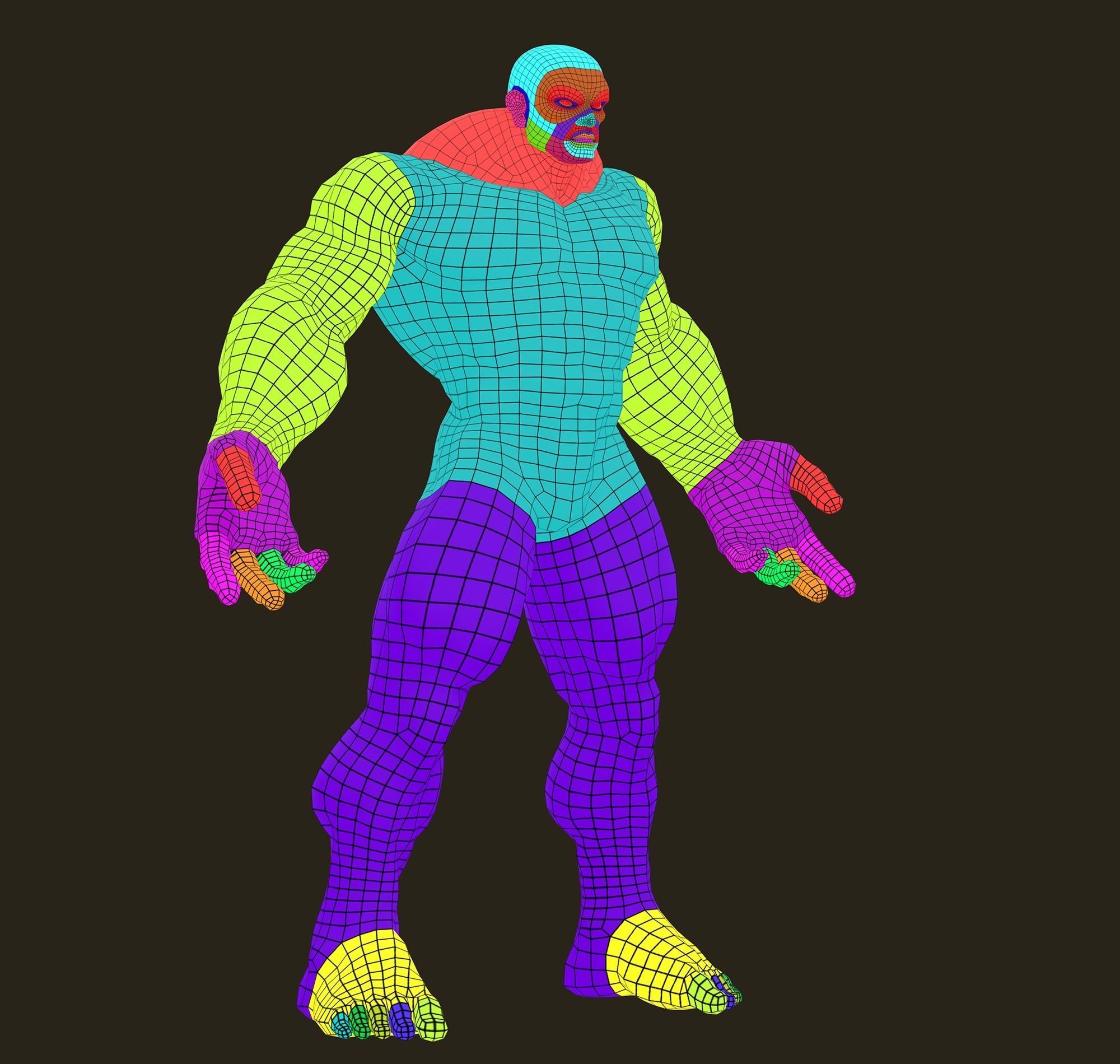 Superhero Base Mesh - Real-time Realistic 3D Model Low-poly 3D model_14
